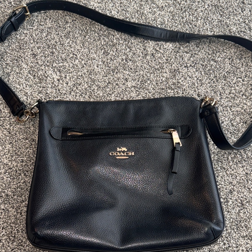 Coach Black Pebbled Leather Crossbody Bag